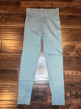 Madewell MWL Seamless Ribbed High-Rise Leggings Sage Green Teal Size S-M